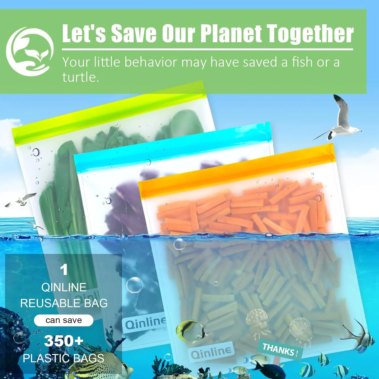 Reusable Gallon Food Storage Bags - 10 Pack Reusable Gallon Freezer Bags, Extra Thick Leakproof Silicone & Plastic Free Reusable Lunch Bag for Marinate Meats, Sandwich, Snack, Travel
