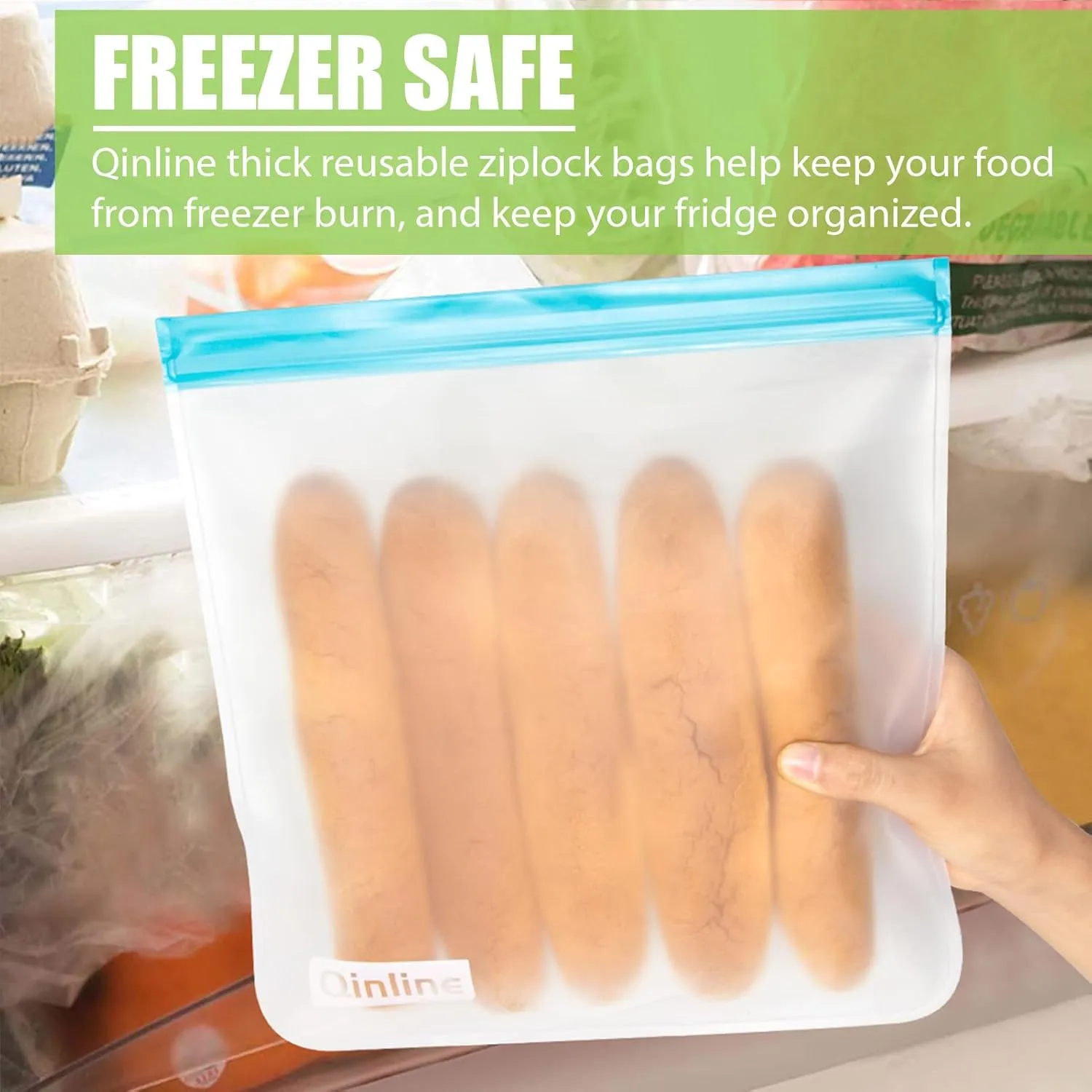 Reusable Gallon Food Storage Bags - 10 Pack Reusable Gallon Freezer Bags, Extra Thick Leakproof Silicone & Plastic Free Reusable Lunch Bag for Marinate Meats, Sandwich, Snack, Travel