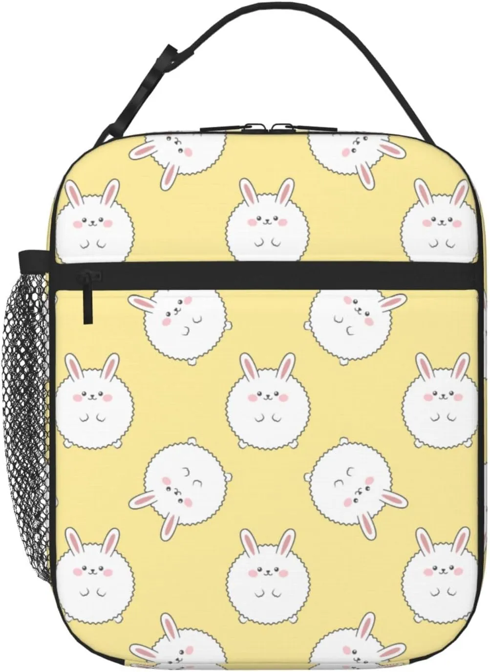 Reusable Lunch Bag Animal Fat Rabbit Hare Insulated Lunch Box Container Portable Cooler Thermal Lunch Tote Bag for Women Men Adult Work Office Picnic Travel Beach, 8x4x10 inch