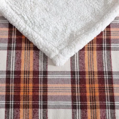 Reversible Sherpa Fleece Throw Blanket, 60" x 50"
