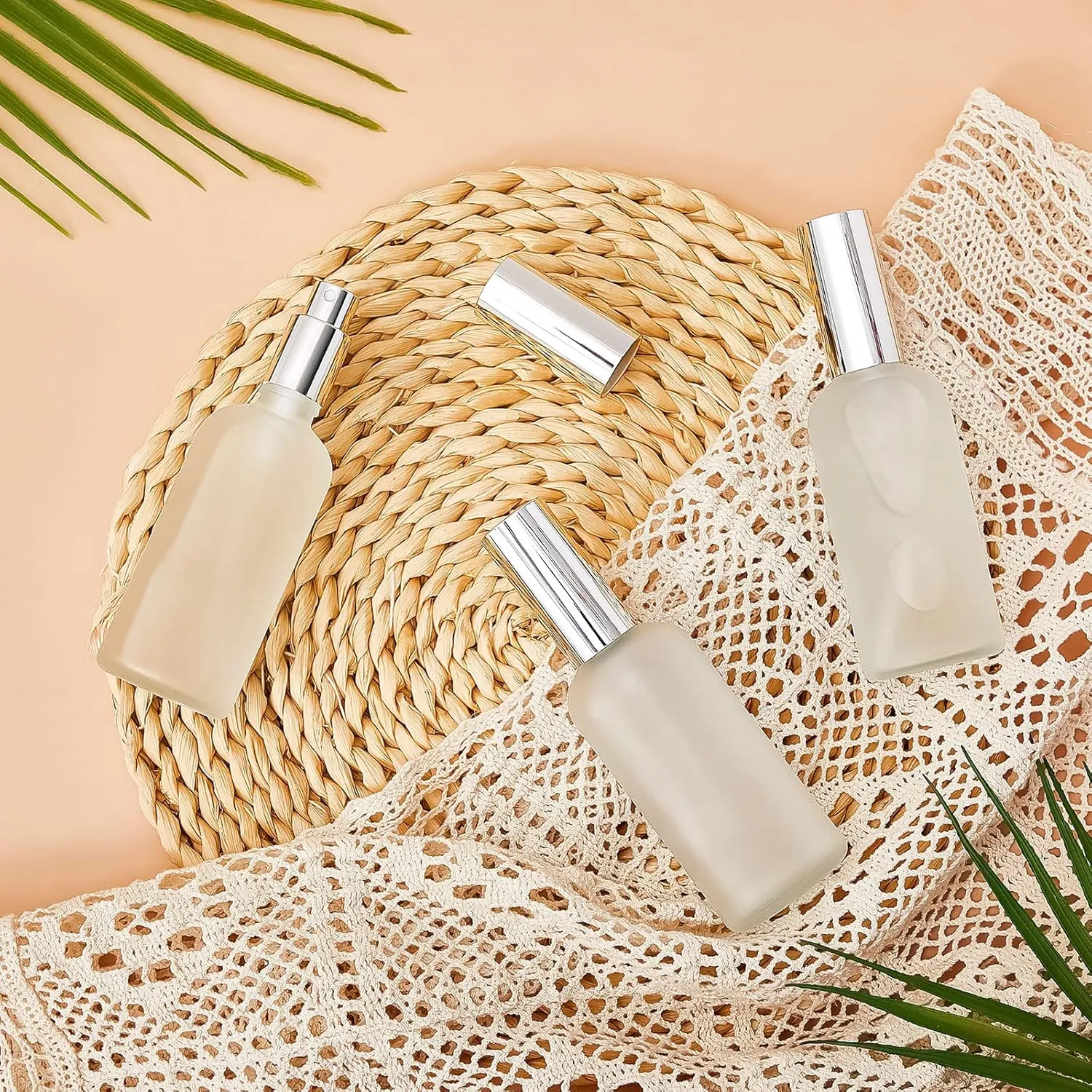 Roshtia 30 Pcs 3.4 oz Silver Glass Spray Bottle Clear Empty Bottles Small Refillable Reusable Perfume Containers with Fine Mist Sprayer Pump for Face Body Travel