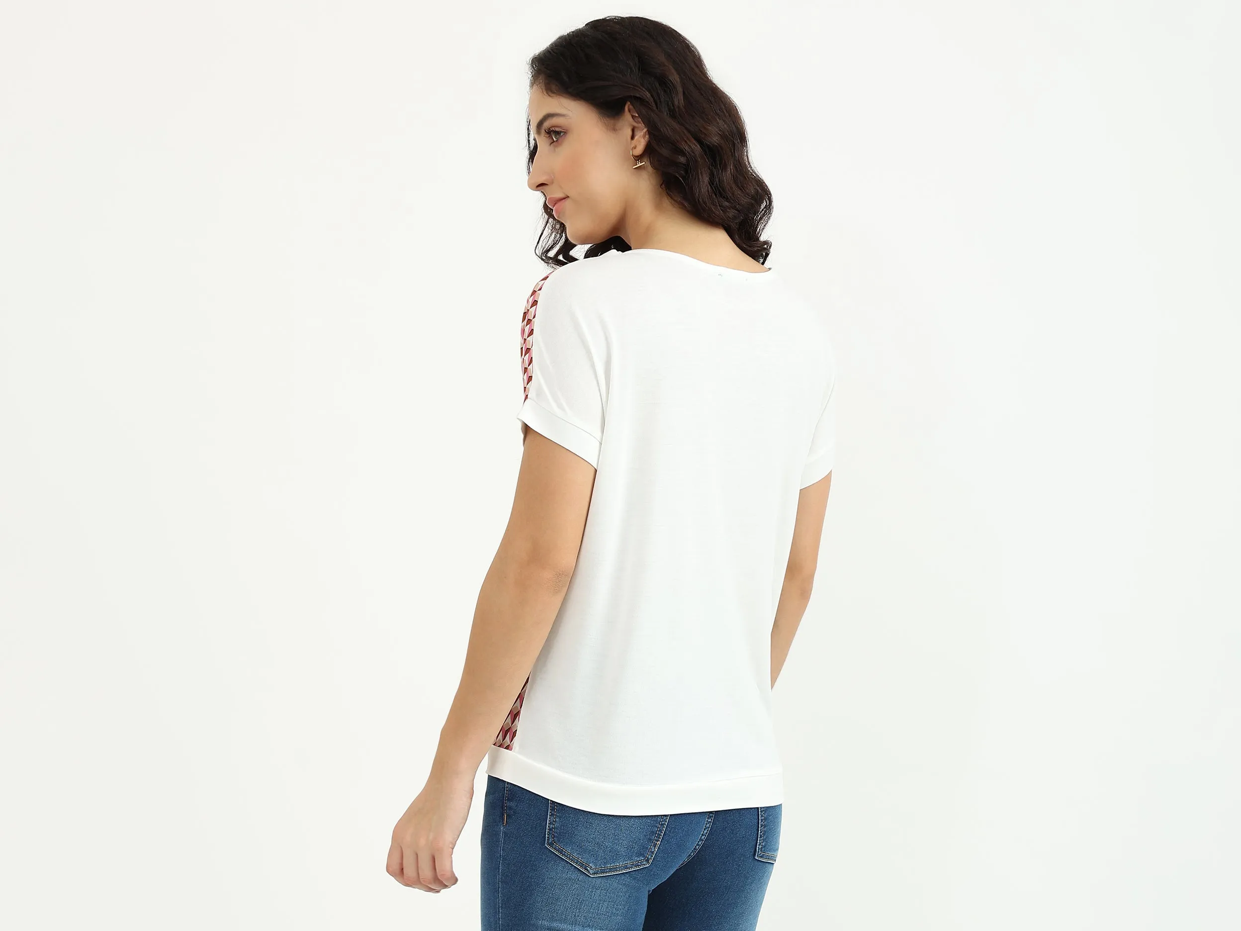 Round Neck Printed Top