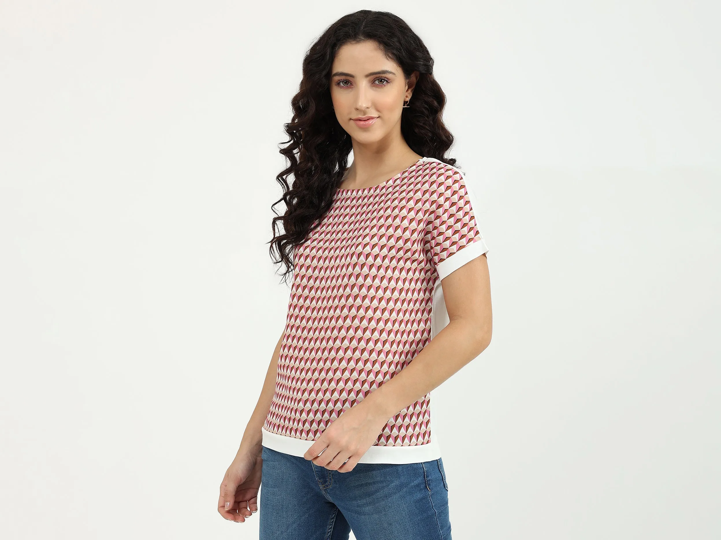Round Neck Printed Top