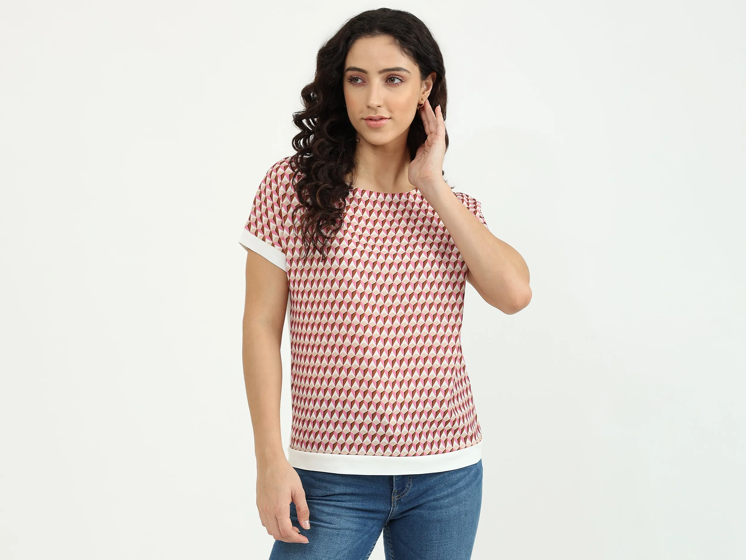 Round Neck Printed Top