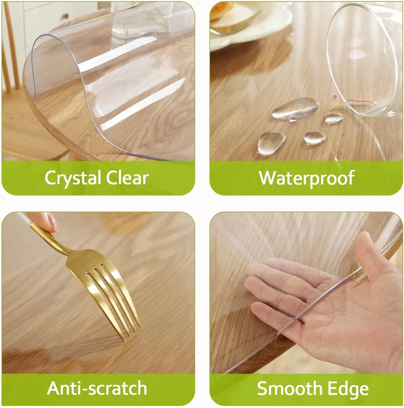 Royhom Clear Round Table Cover Protector 2mm Thick, Dia. 40 Inch Round Clear Table Protector, Waterproof Plastic Tablecloth, Easy to Clean PVC Desk Mat