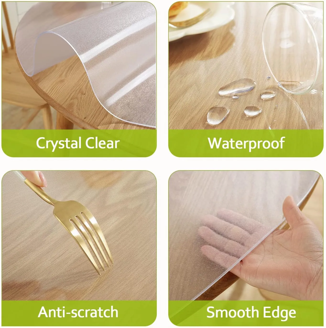 Royhom Frosted Plastic Table Cover Protector 2mm Thick, Dia. 40 Inch Round Table Protector, Waterproof Plastic Tablecloth, Easy to Clean PVC Desk Mat