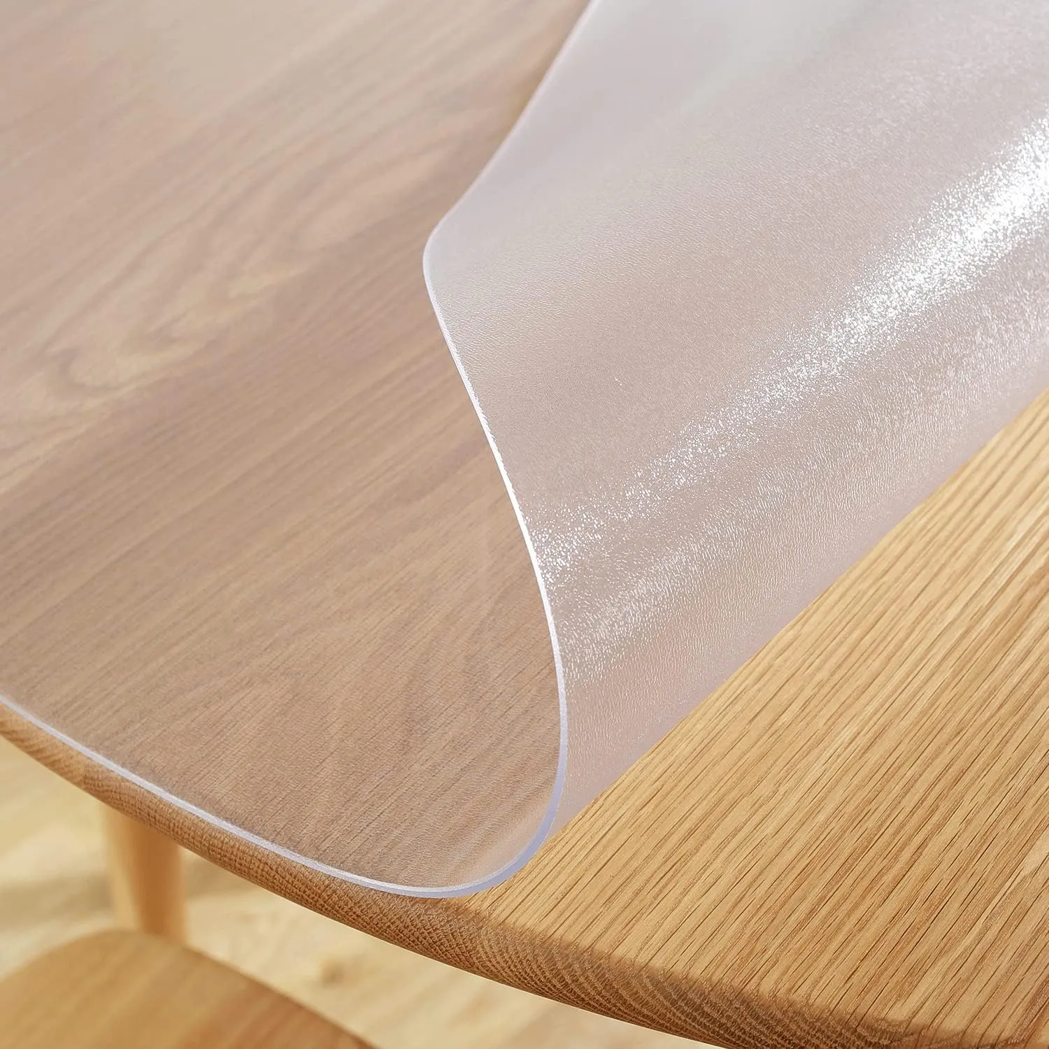 Royhom Frosted Plastic Table Cover Protector 2mm Thick, Dia. 40 Inch Round Table Protector, Waterproof Plastic Tablecloth, Easy to Clean PVC Desk Mat