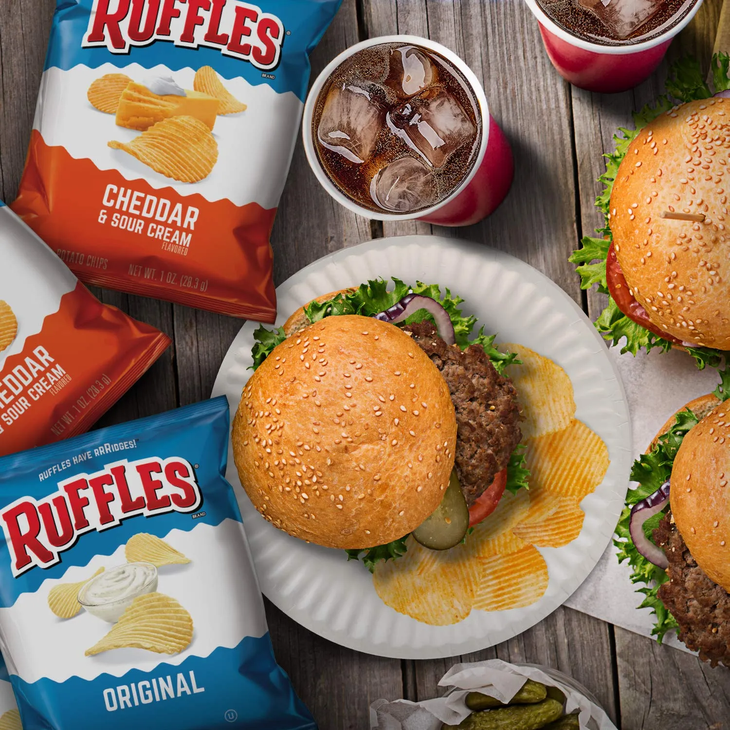 Ruffles Potato Chips Variety Pack, 40 Count