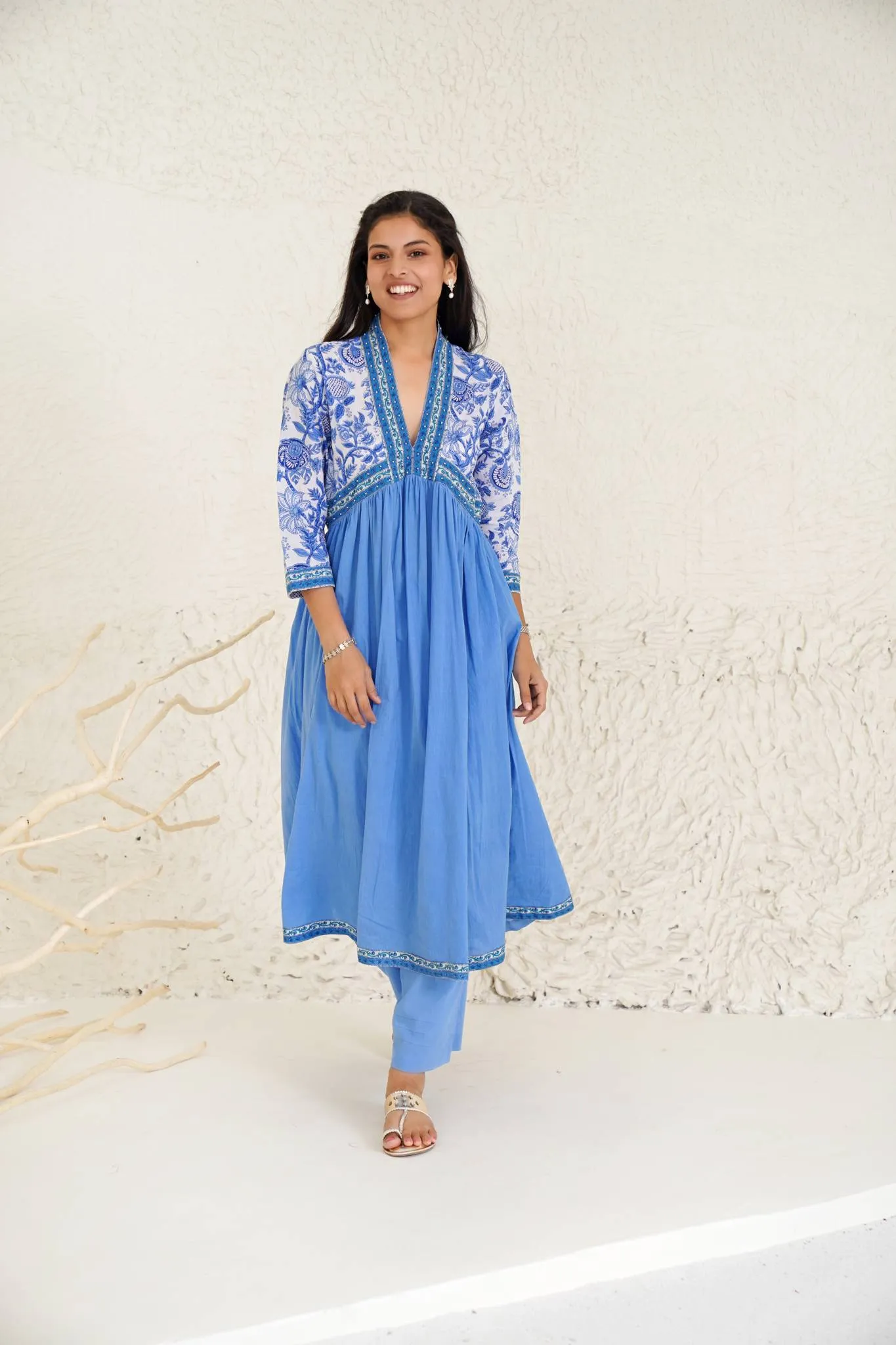 Sapphire Glory Kurta with Wide Leg Pants