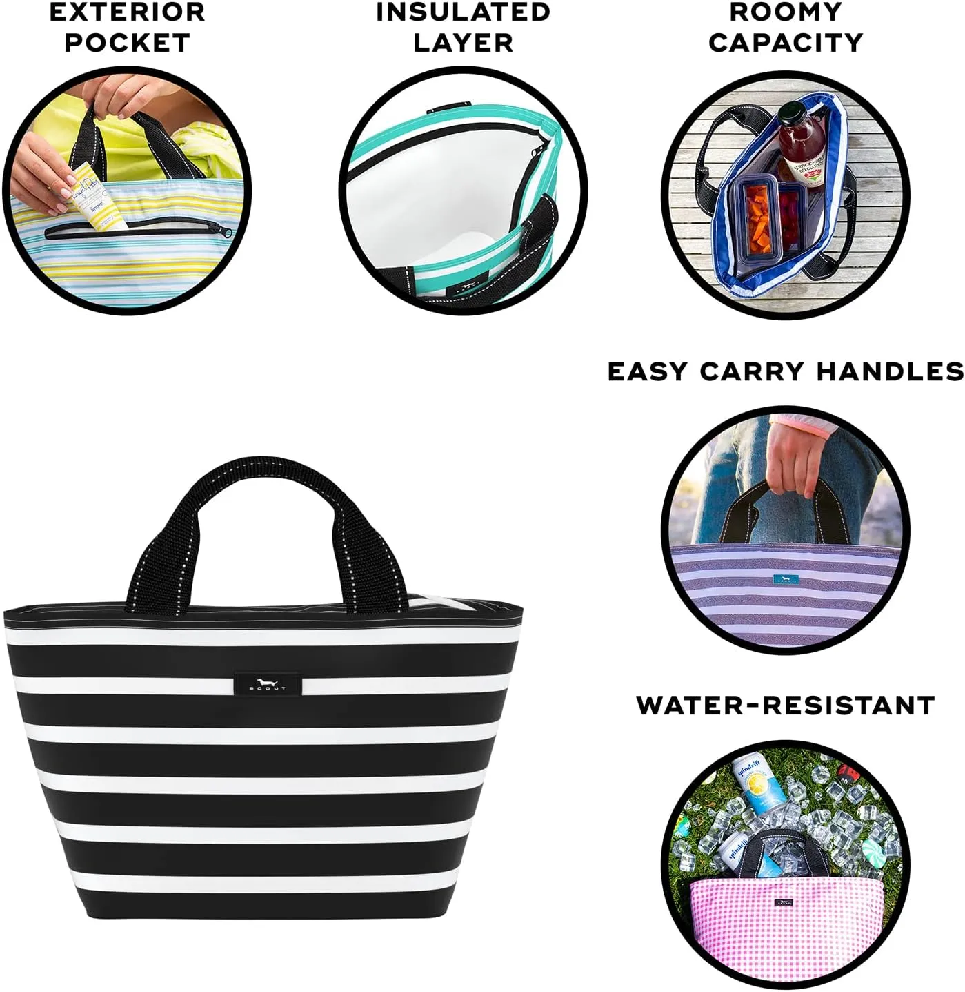 SCOUT Nooner Lunch Box - Lightweight, Insulated Lunch Bag with Outside Zip Pocket, Cooler For Women - Everyday, Beach Cooler