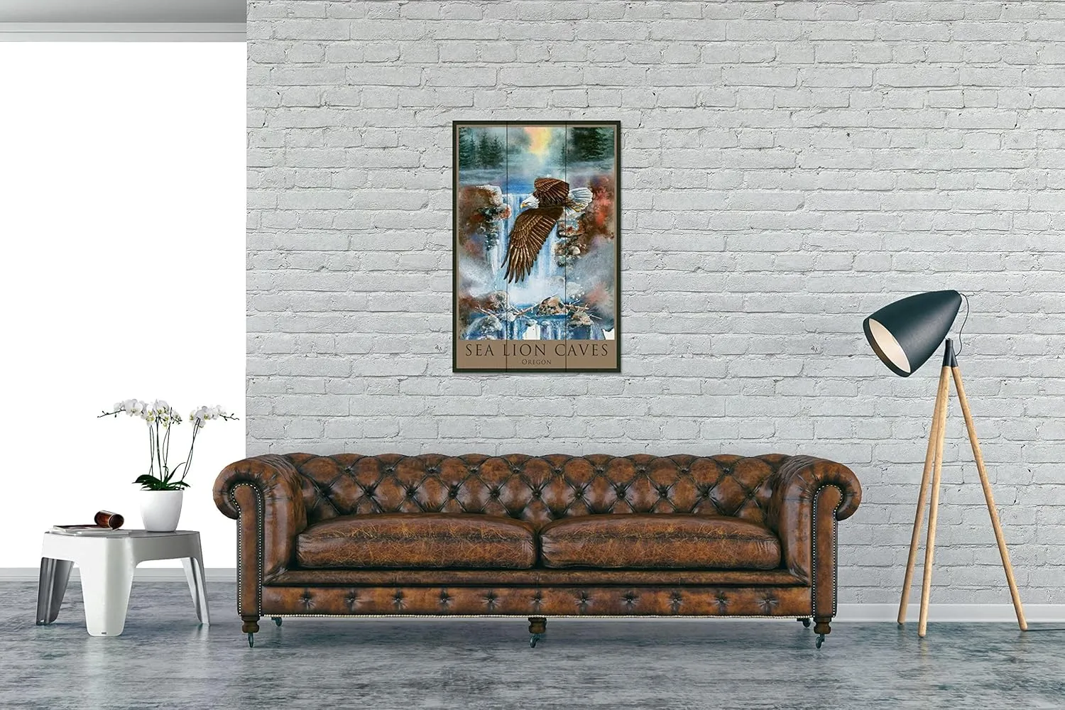 Sea Lion Caves Oregon Eagle Wood Art Print from Watercolor by Artist Dave Bartholet 24" x 36"