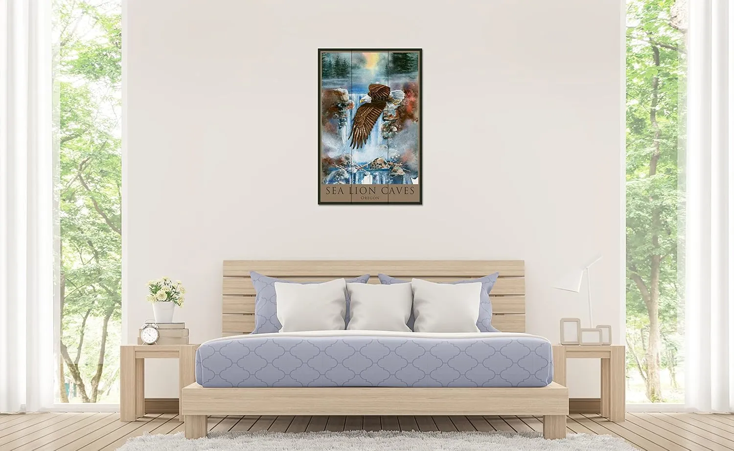 Sea Lion Caves Oregon Eagle Wood Art Print from Watercolor by Artist Dave Bartholet 24" x 36"