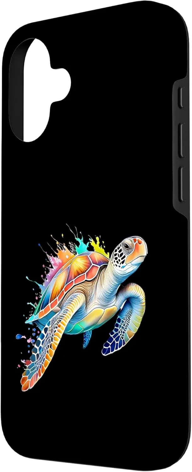 Sea Turtle Swimming Watercolor Art Splash Sea Animal Case for iPhone 16