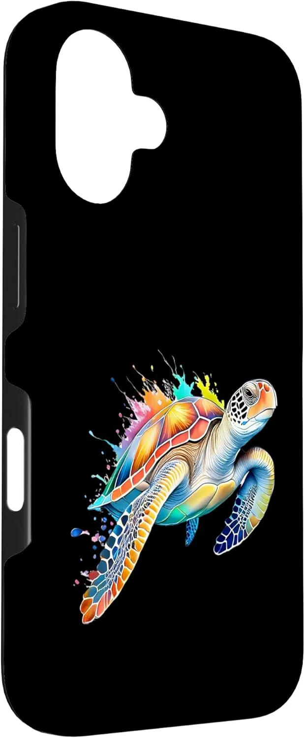 Sea Turtle Swimming Watercolor Art Splash Sea Animal Case for iPhone 16