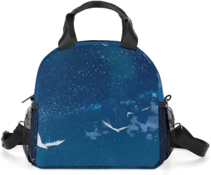 Seabird Starry Sky Portable Lunch Box Crossbody Bag Tote Insulated with Adjustable Strap Work Beach Picnic