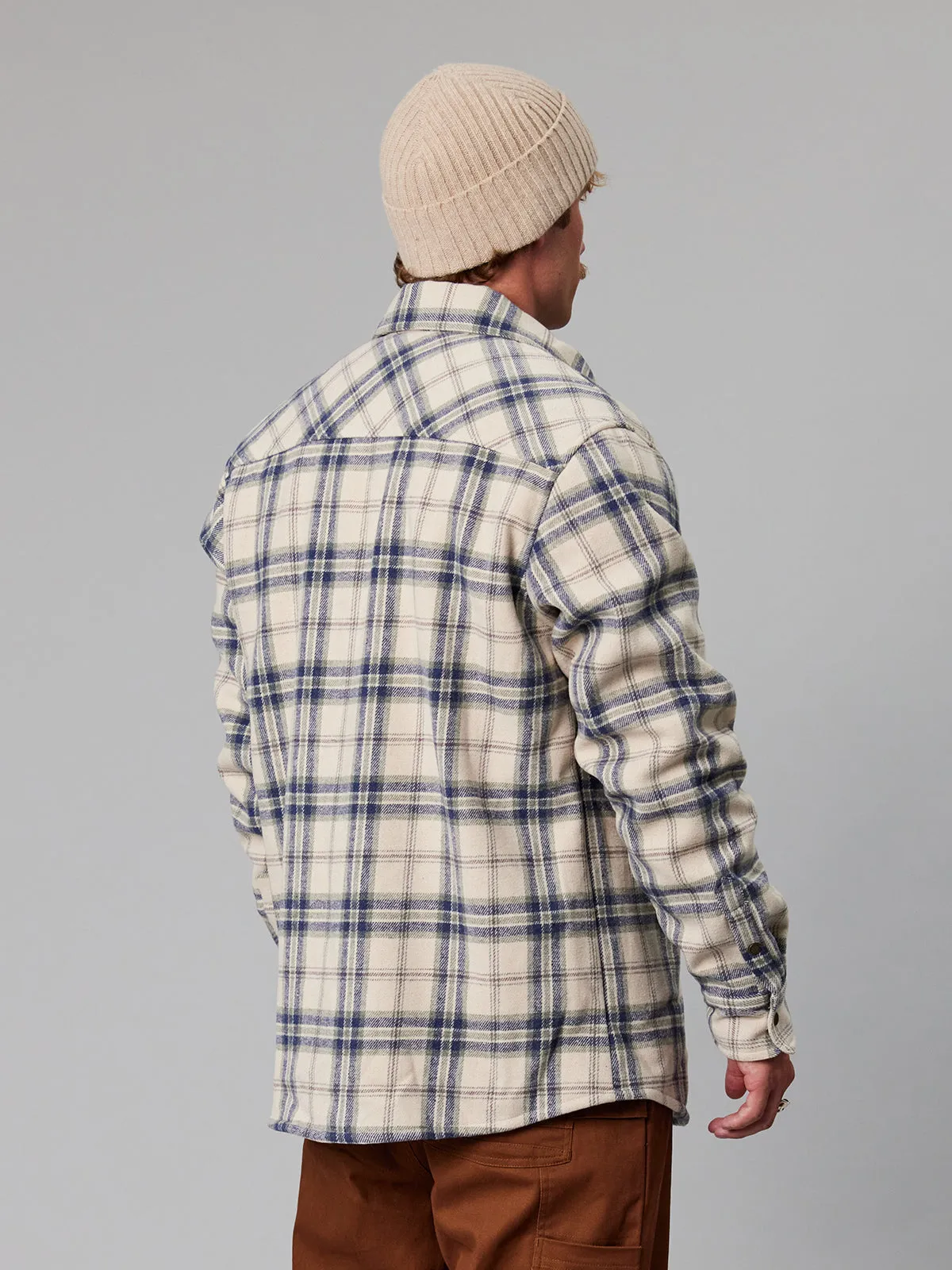 SEAPORT SHEARLING SHIRT - SAND CHECK