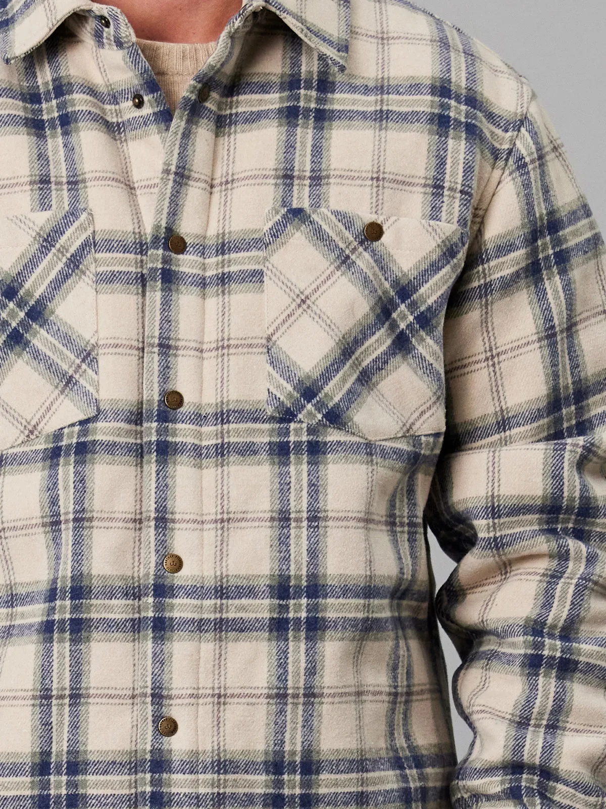 SEAPORT SHEARLING SHIRT - SAND CHECK