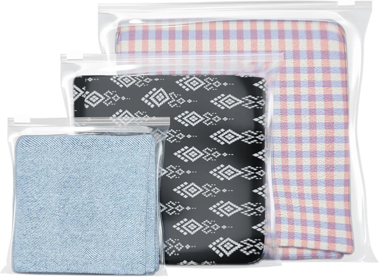 Set of 100 Plastic Poly Bags with Slider Closure for Clothes & Fabrics, 3 Mil (Clear, 14 X 14")