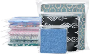 Set of 100 Plastic Poly Bags with Slider Closure for Clothes & Fabrics, 3 Mil (Clear, 14 X 14")