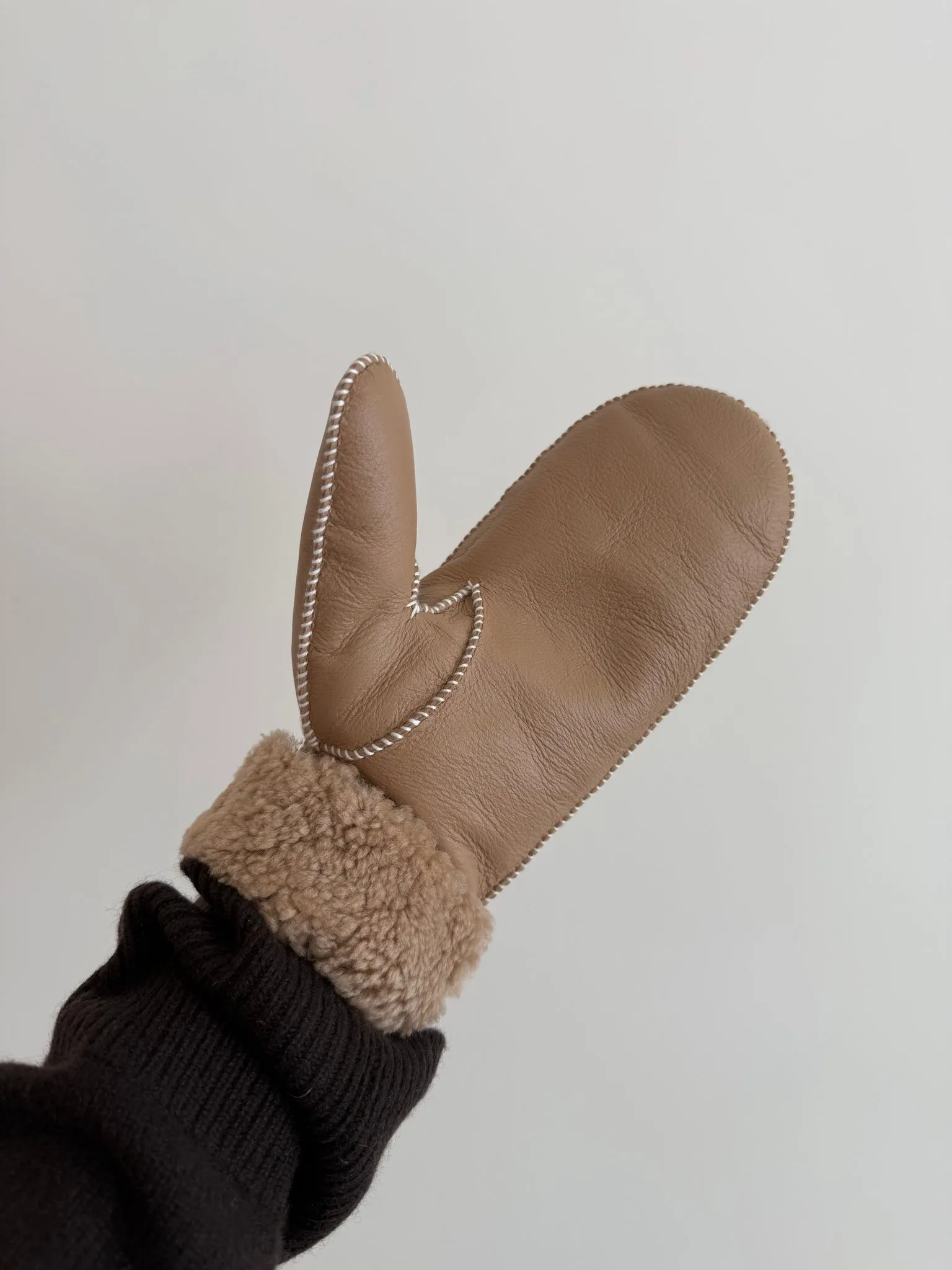 Shearling Mittens - Pinky Oat