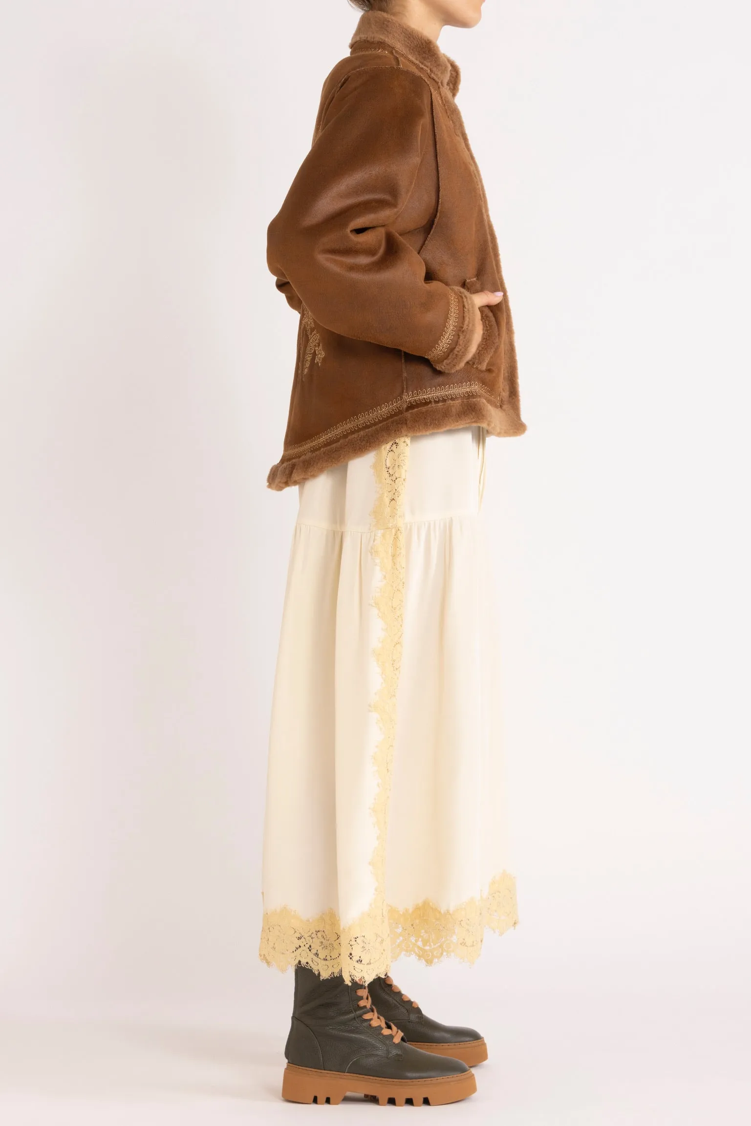 Shiloh Embroidered Faux-Shearling Jacket