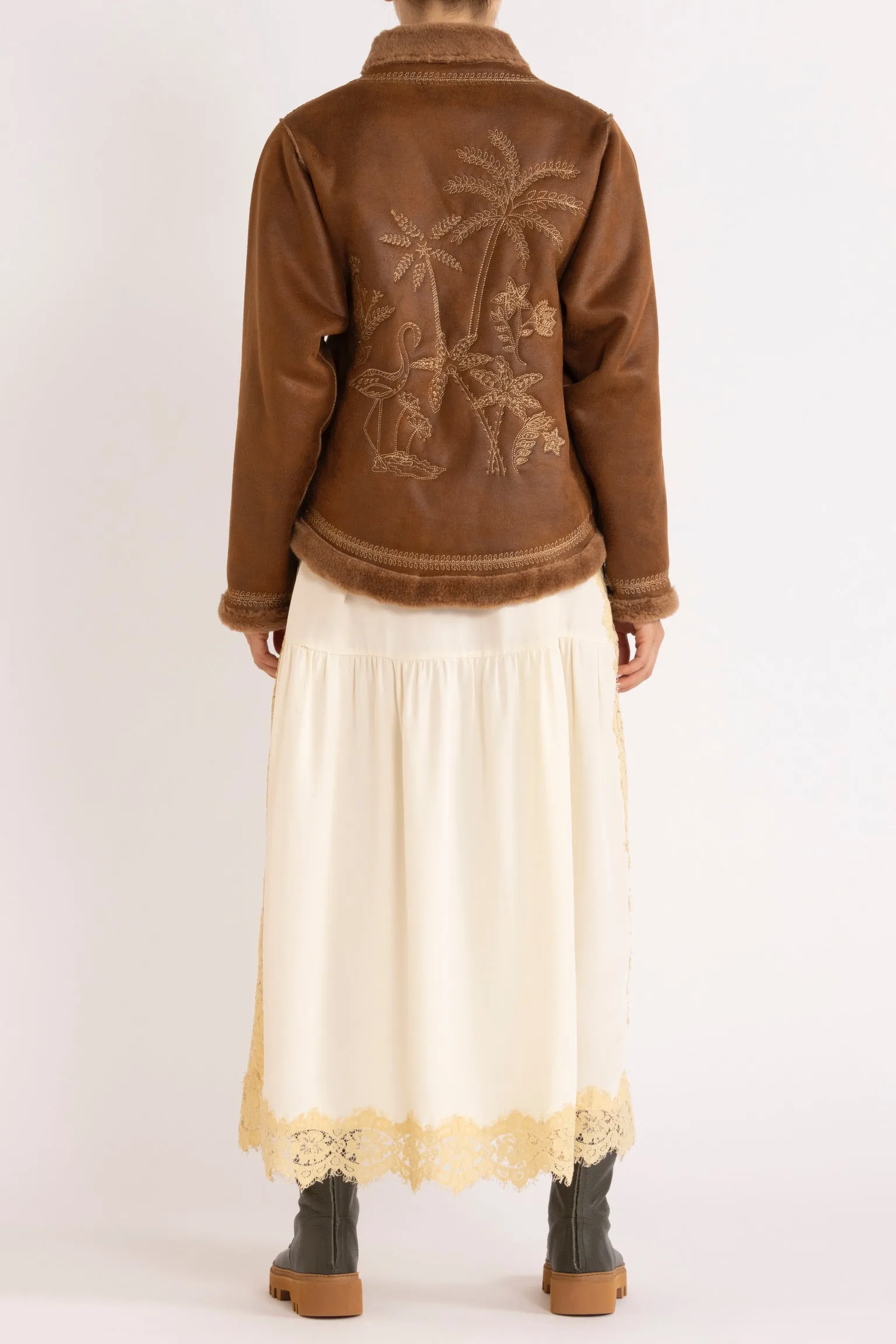 Shiloh Embroidered Faux-Shearling Jacket