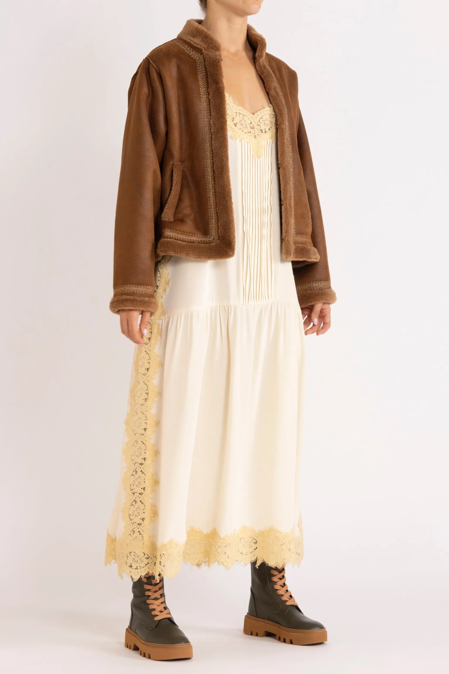 Shiloh Embroidered Faux-Shearling Jacket