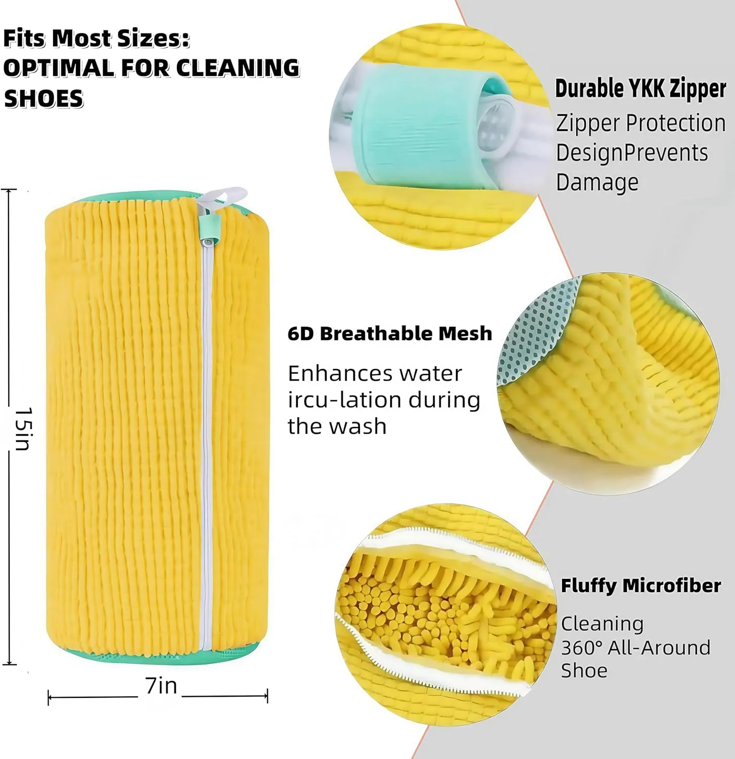 Shoe cleaning bag for washing machine,Versatile Shoe Laundry Bag,Reusable shoe washing bag 2PCS (yellow)