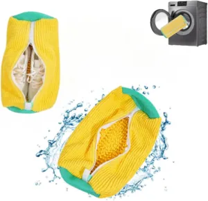 Shoe cleaning bag for washing machine,Versatile Shoe Laundry Bag,Reusable shoe washing bag 2PCS (yellow)