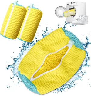 Shoe Washing Bag for Washing Machine,Shoes Cleaning Bag，Reusable Shoe Washing Bag for All Shoe Types And Sizes (Yellow 3pcs)