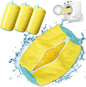 Shoe Washing Bag for Washing Machine,Shoes Cleaning Bag，Reusable Shoe Washing Bag for All Shoe Types And Sizes (Yellow 4pcs)