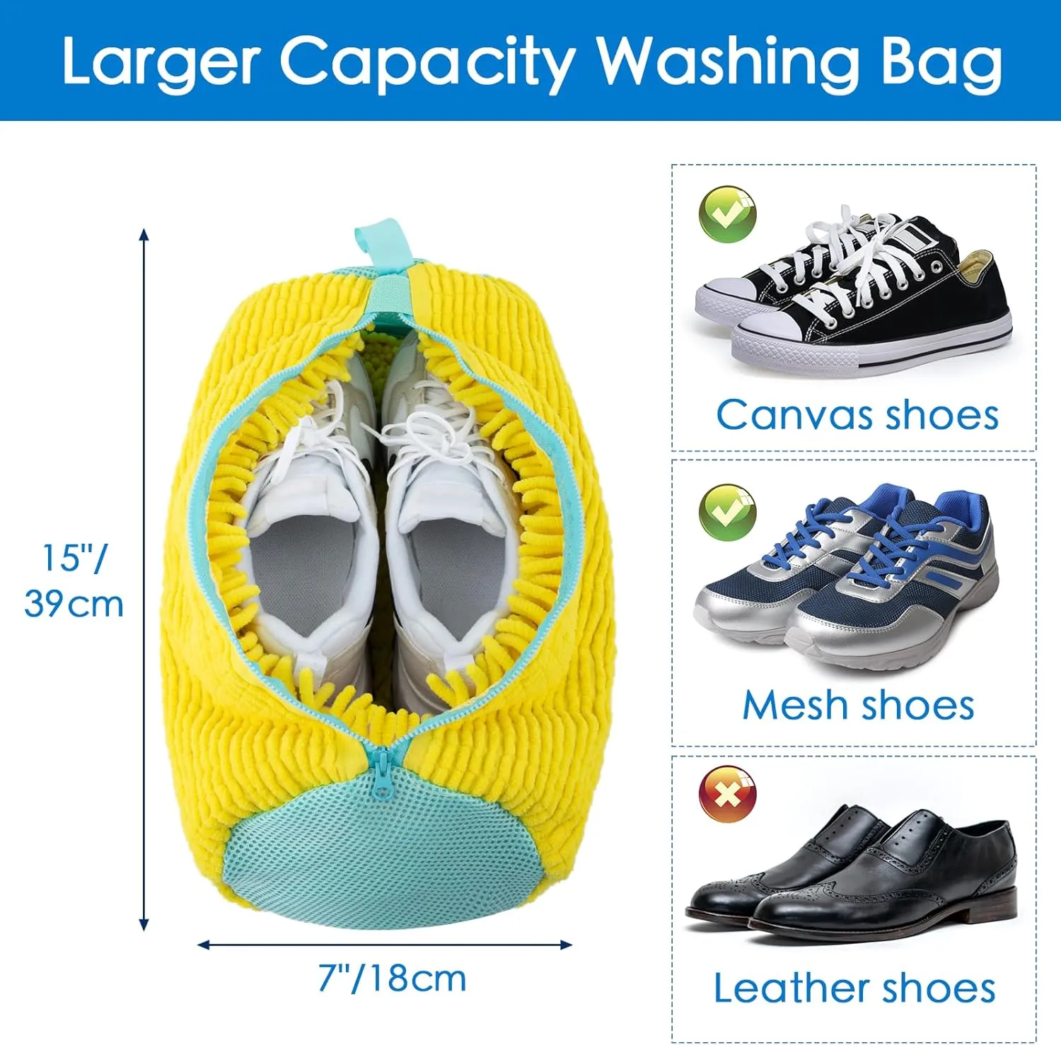 Shoe Washing Machine Bag, 2024 New Upgrade Shoe Bag For Washing Machine, 1 Shoe Washing Bag, 1 Mesh Laundry Bag, Yellow