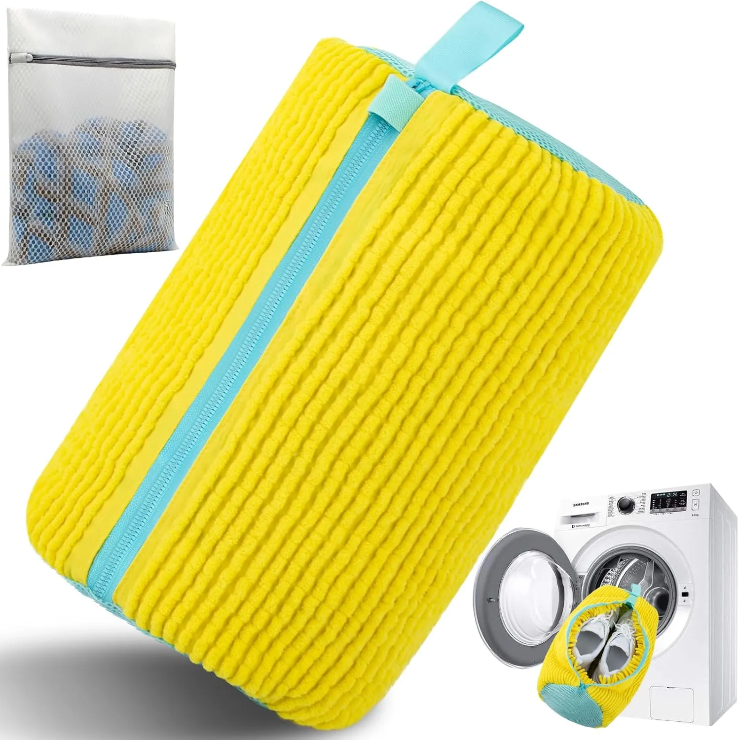 Shoe Washing Machine Bag, 2024 New Upgrade Shoe Bag For Washing Machine, 1 Shoe Washing Bag, 1 Mesh Laundry Bag, Yellow