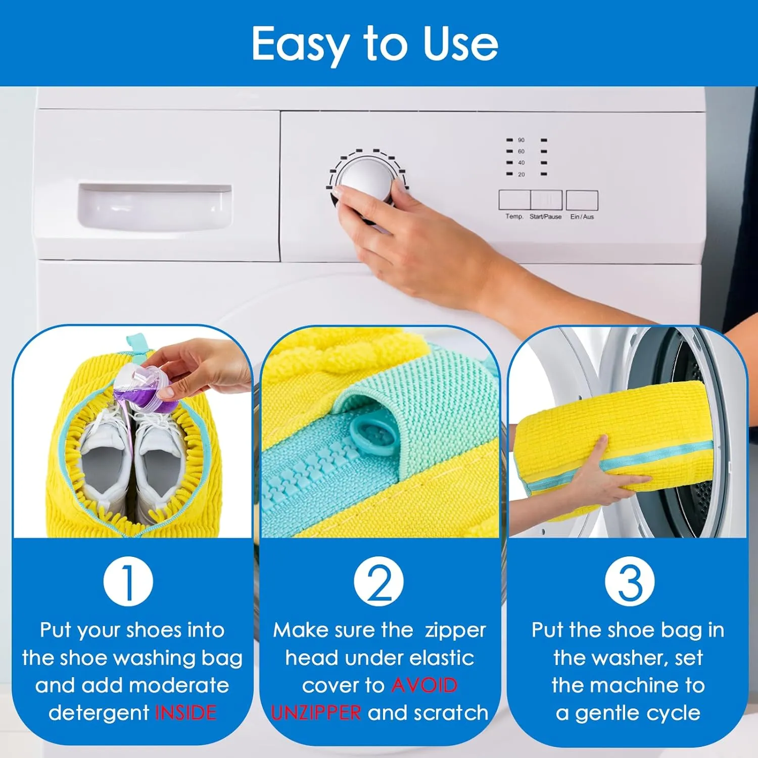 Shoe Washing Machine Bag, 2024 New Upgrade Shoe Bag For Washing Machine, 1 Shoe Washing Bag, 1 Mesh Laundry Bag, Yellow
