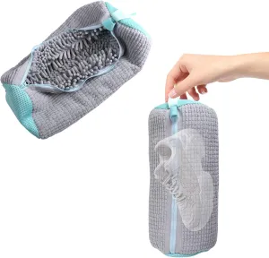 Shoe Washing Machine Bag,2 Pcs Shoes Wash Bags,Shoe Cleaning Laundry Bag with 10000   Fluffy Fibers Inside,360° Cleaning Shoe Bag for Washing Machine,Shoe Dryer Bag for Sneaker Gym Shoes,Grey
