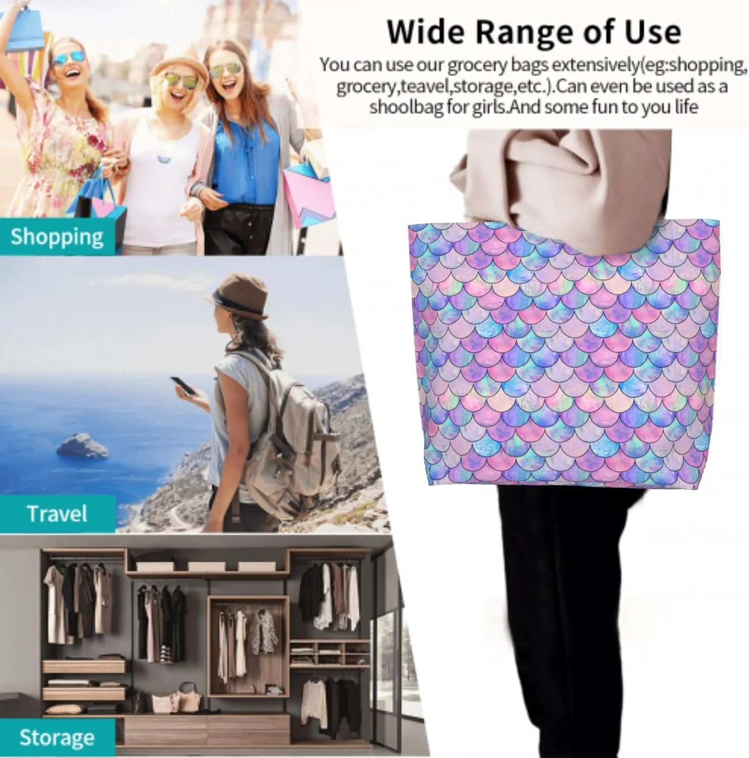 Shoulder Bag Large Reusable Eco-friendly Shopping Bags Portable Storage Handbag
