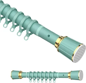 Shower Curtain Rod Tension Curtain Rod Spring No Drill, Non-slip, Stainless Steel Extendable 16-196in Curtain Rod for Bathroom Rods Shower Rods Tensions Rod (Color : Ice Lake Green, Size : 43-78in 2