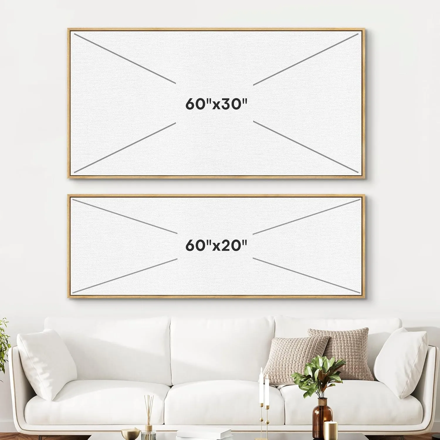 SIGNFORD Large Framed Canvas Print Wall Art Abstract Neutral Ombre Minimalist Gradient Illustrations Modern Art Calm Warm for Living Room, Bedroom, Office - 60"x20"