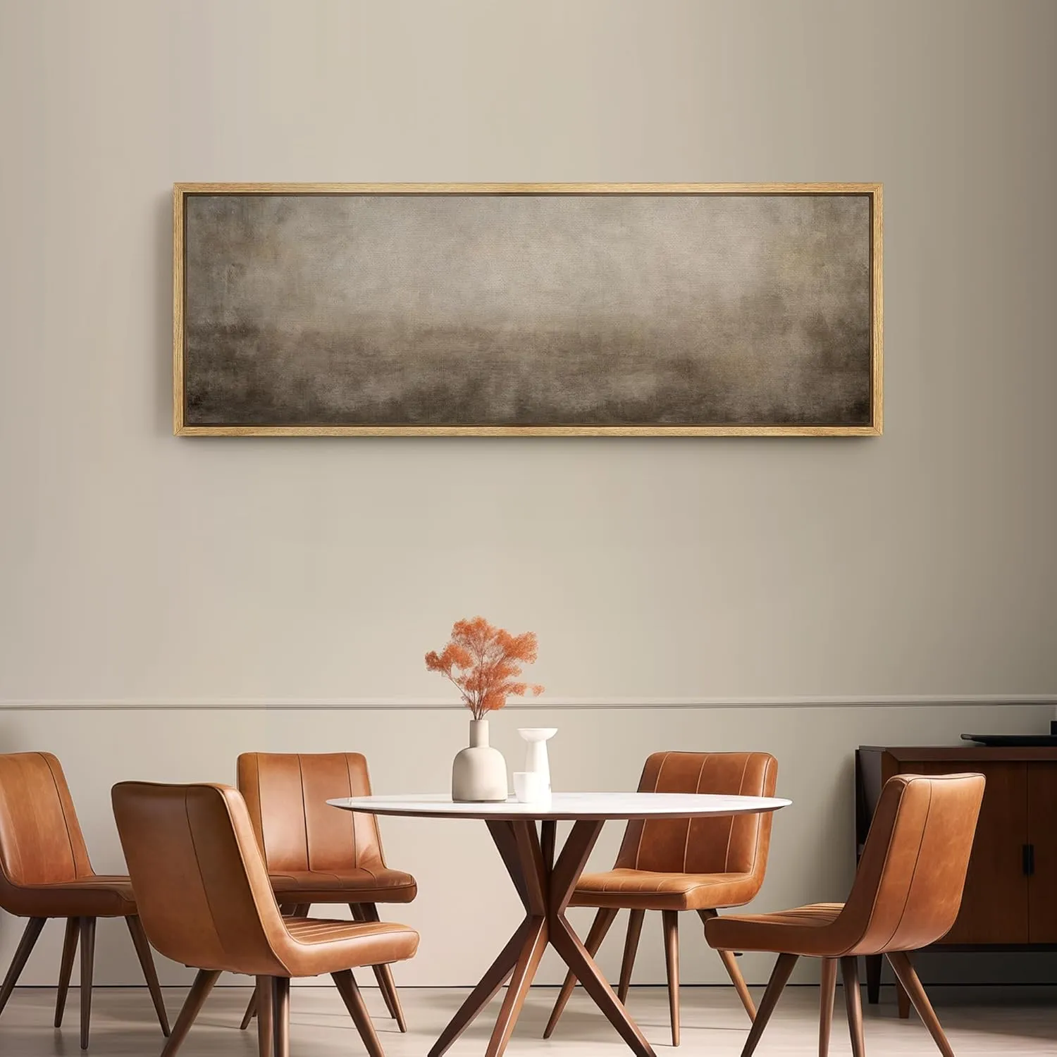 SIGNFORD Large Framed Canvas Print Wall Art Abstract Neutral Ombre Minimalist Gradient Illustrations Modern Art Calm Warm for Living Room, Bedroom, Office - 60"x20"