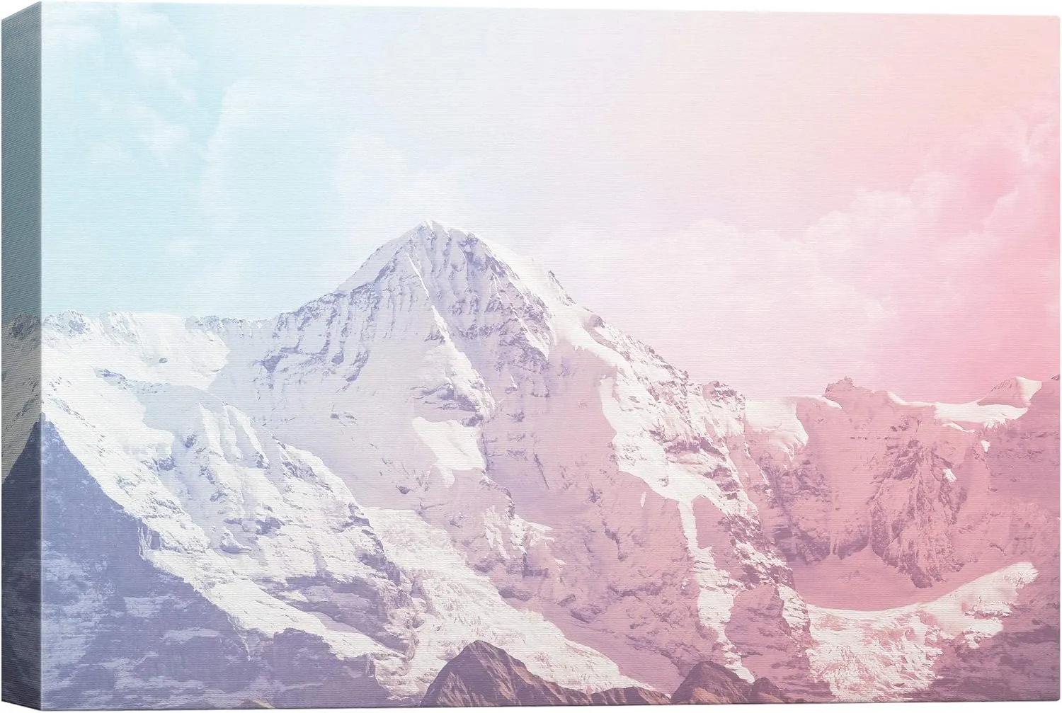 SIGNWIN Canvas Wall Art Baby Blue and Pink Gradient Sky with Snowy Mountain Tops Landscape Wilderness Photography Modern Art Romantics Scenic for Living Room, Bedroom, Office - 12x18 inches