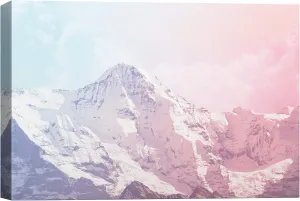 SIGNWIN Canvas Wall Art Baby Blue and Pink Gradient Sky with Snowy Mountain Tops Landscape Wilderness Photography Modern Art Romantics Scenic for Living Room, Bedroom, Office - 12x18 inches