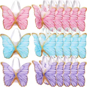 Silkfly 24 Pcs Butterfly Party Favors Tote Bag Colorful Non-woven Reusable Party Favor Bags Candy Gift Bags with Handles for Valentine's Day Baby Shower Butterfly Birthday Party Spring Party(Classic)