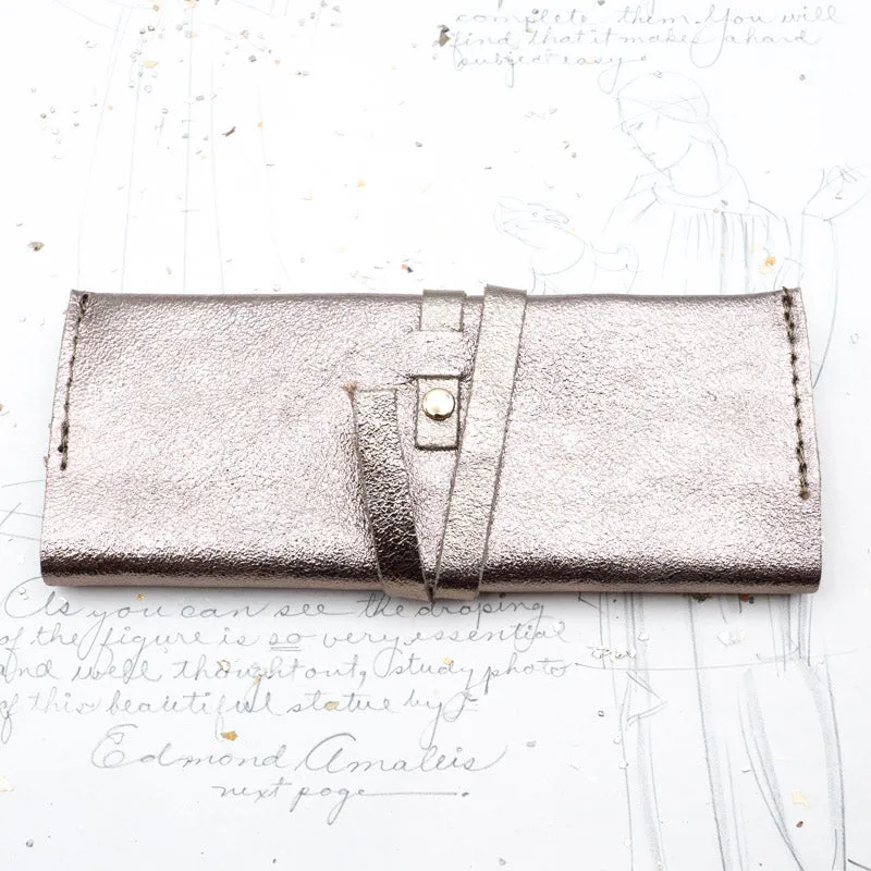Silver Beige Jewelry Pouch - Paris Find!