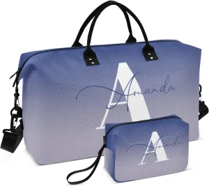 Sinestour Gradient Custom Travel Duffel Bag for Men Women with Makeup Bag Personalized Carry On Bags