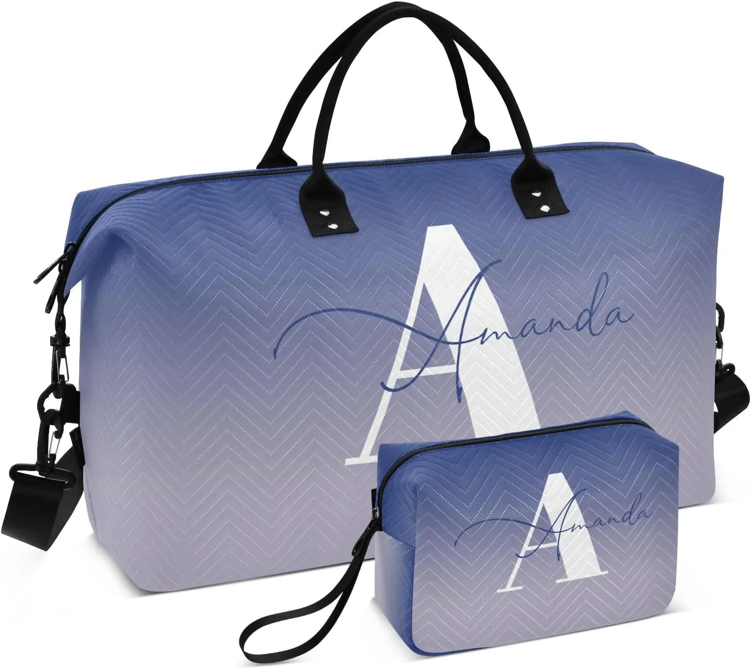 Sinestour Gradient Custom Travel Duffel Bag for Men Women with Makeup Bag Personalized Carry On Bags