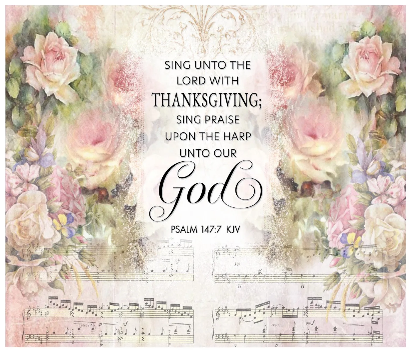 Sing Unto The Lord Psalm 147 Cotton Fat Quarter Panel