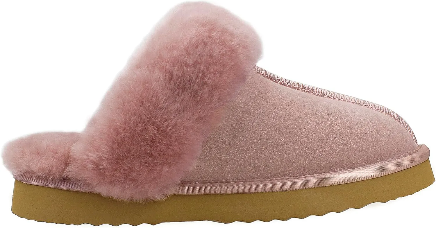 Slippers for women indoor and outdoor Platform Sheepskin Shearling Suede Fuzzy House Slippers Shoes