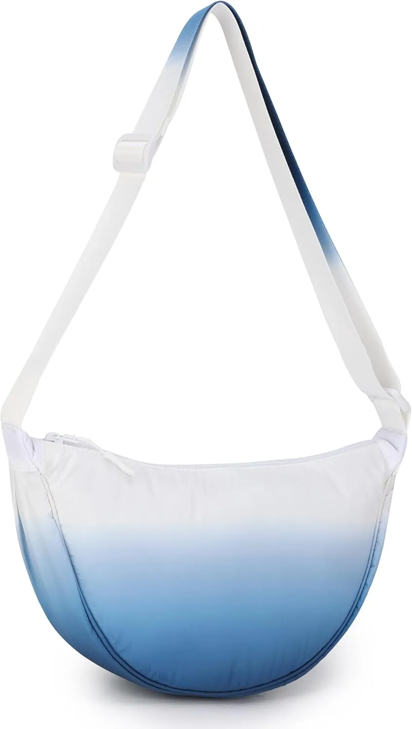 Small Nylon Crescent Crossbody Bag for Women Men Trendy, Waterproof Crescent Sling, Lightweight Travel Purses