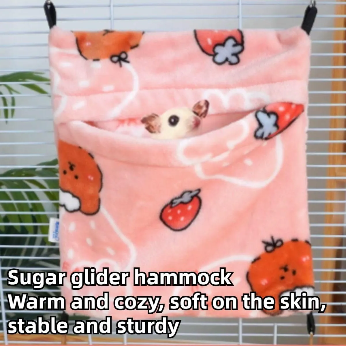 Small Pet Sleeping Pouch Sleep Bag Hanging Warm Flannel Bed Hideout for Hamsters Hedgehogs Sugar Gliders Squirrels (Blue,Large)