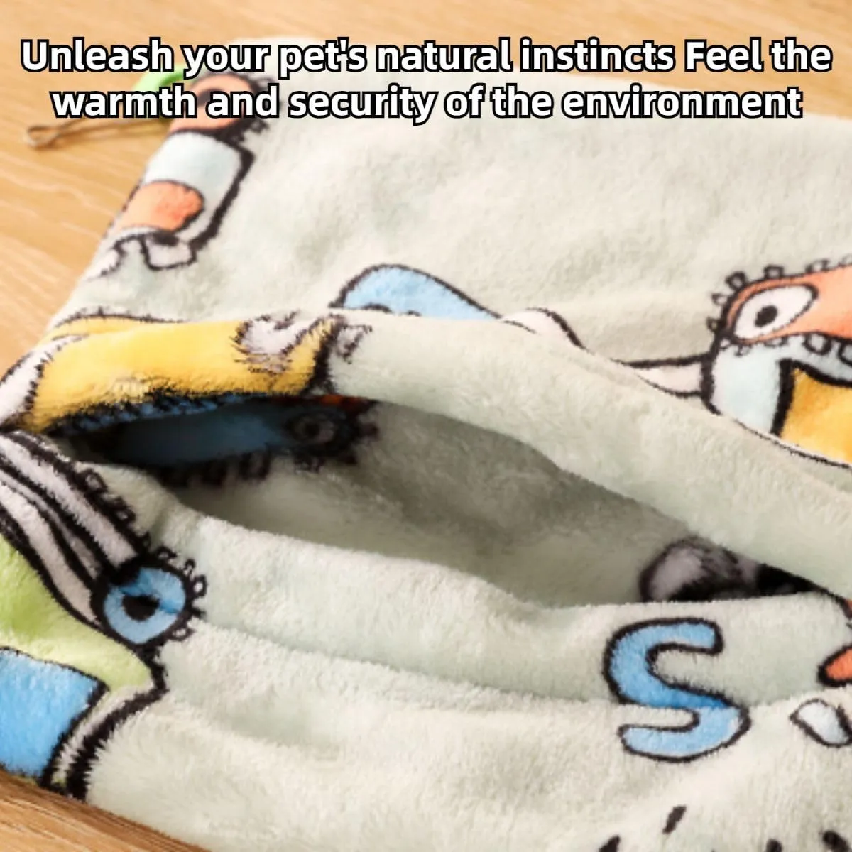 Small Pet Sleeping Pouch Sleep Bag Hanging Warm Flannel Bed Hideout for Hamsters Hedgehogs Sugar Gliders Squirrels (Blue,Large)